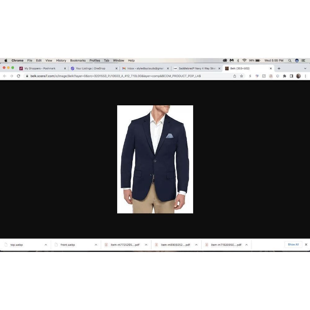 Saddlebred Navy 4 Way Stretch Blazer SZ 42 Short